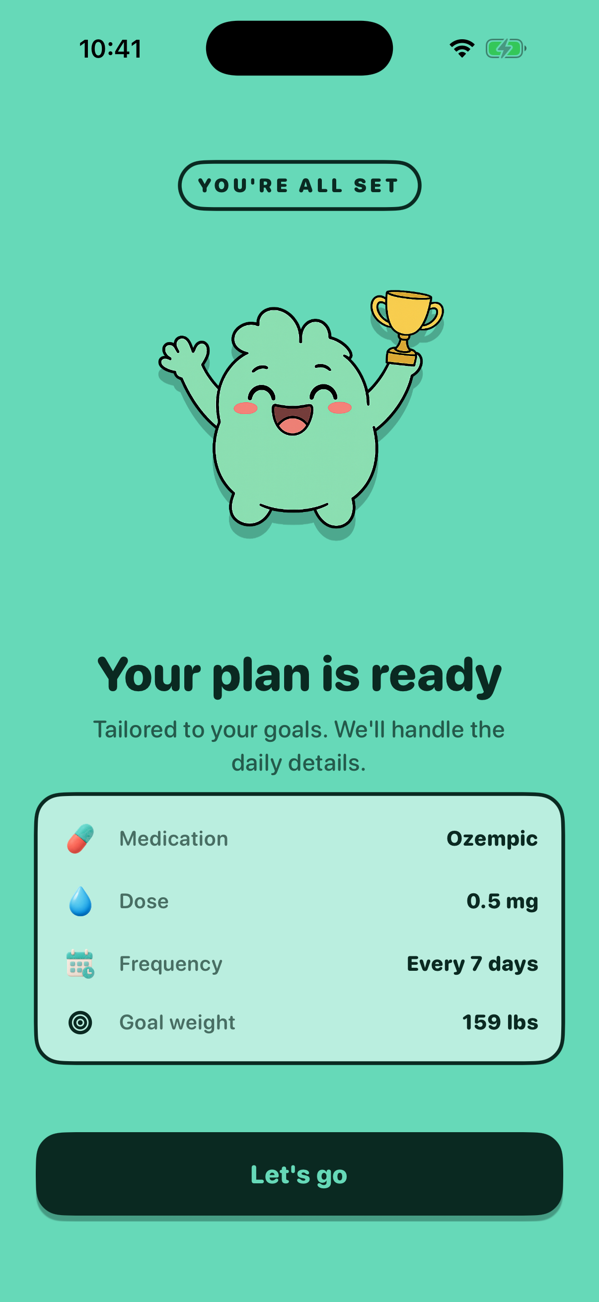 Your plan is ready screen capture