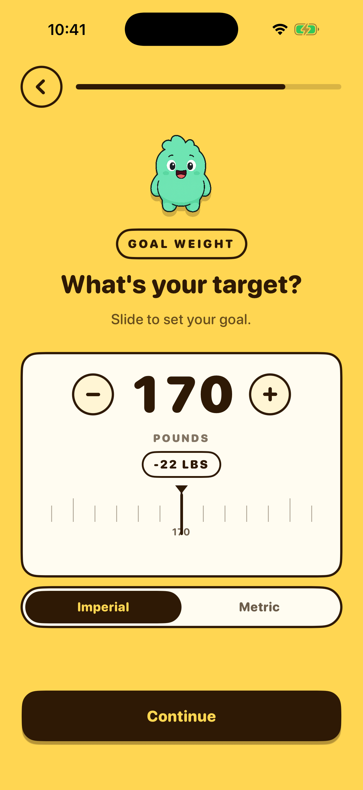 Goal weight screen capture